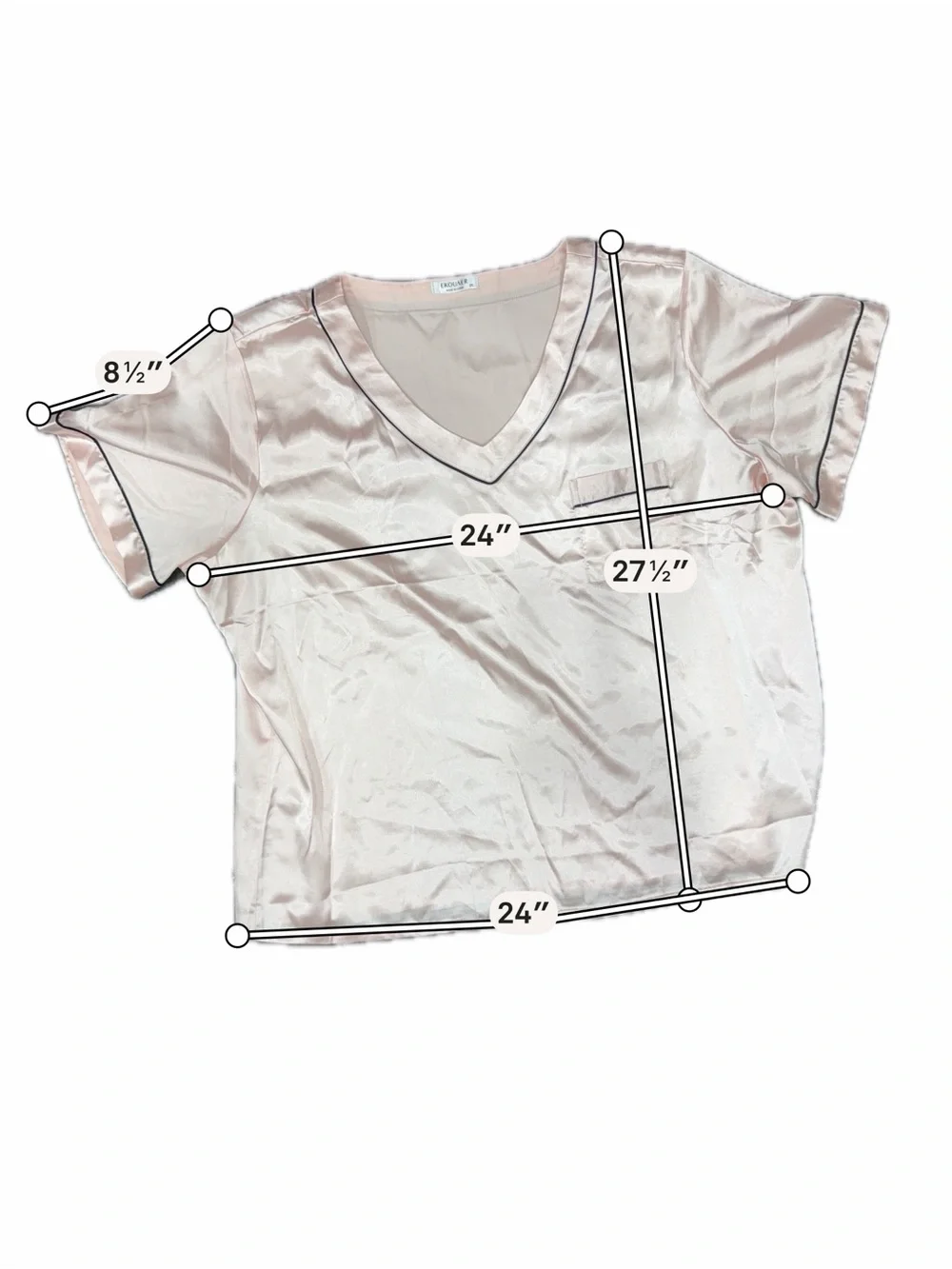 Ekouaer Blush Pink Satin Pajama Set Short Sleeve Top & Shorts XXL